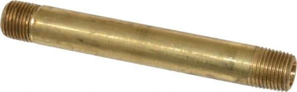 Parker - 1/8 Male Thread, Brass Industrial Pipe Long Nipple - MNPTF, 1,000 psi - Industrial Tool & Supply