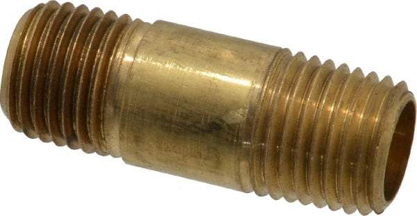 Parker - 1/4 Male Thread, Brass Industrial Pipe Long Nipple - MNPTF, 1,000 psi - Industrial Tool & Supply
