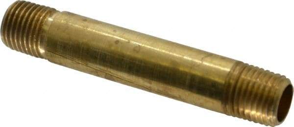 Parker - 1/4 Male Thread, Brass Industrial Pipe Long Nipple - MNPTF, 1,000 psi - Industrial Tool & Supply