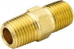 Parker - 3/4 Male Thread, Brass Industrial Pipe Hex Nipple - MNPTF, 1,000 psi - Industrial Tool & Supply