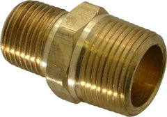 Parker - 3/4 x 1/2 Male Thread, Brass Industrial Pipe Hex Nipple - MNPTF, 1,000 psi - Industrial Tool & Supply