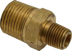 Parker - 1/2 x 1/4 Male Thread, Brass Industrial Pipe Hex Nipple - MNPTF, 1,000 psi - Industrial Tool & Supply