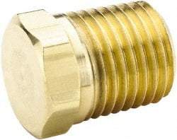 Parker - 3/4 Male Thread, Brass Industrial Pipe Hex Head Plug - MNPTF, 1,000 psi - Industrial Tool & Supply