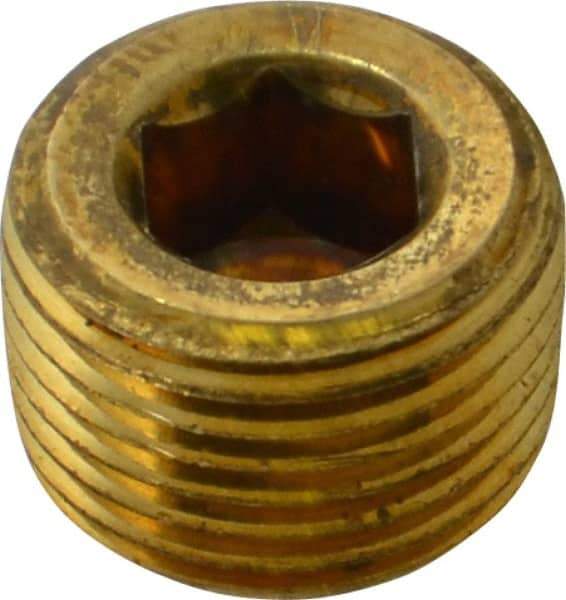 Parker - 3/8 Male Thread, Brass Industrial Pipe Hollow Hex Plug - MNPTF, 1,000 psi - Industrial Tool & Supply