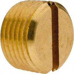 Parker - 3/8 Male Thread, Brass Industrial Pipe Slotted Plug - MNPTF, 1,000 psi - Industrial Tool & Supply