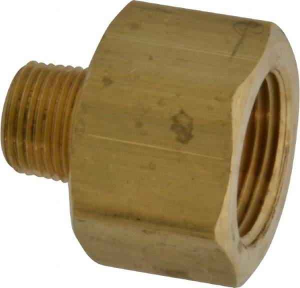 Parker - 3/8 Male Thread x 3/4 Female Thread, Brass Industrial Pipe Adapter - MNPTF x FNPTF, 1,000 psi - Industrial Tool & Supply