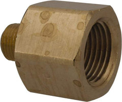 Parker - 1/8 Male Thread x 3/8 Female Thread, Brass Industrial Pipe Adapter - MNPTF x FNPTF, 1,000 psi - Industrial Tool & Supply