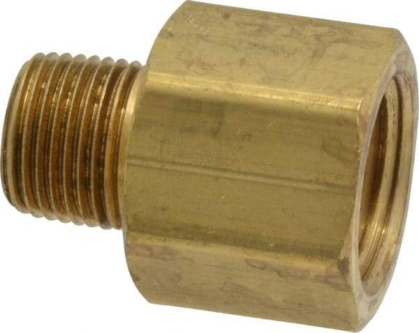 Parker - 3/8 Male Thread x 1/2 Female Thread, Brass Industrial Pipe Adapter - MNPTF x FNPTF, 1,000 psi - Industrial Tool & Supply