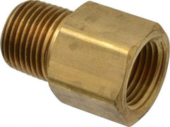 Parker - 1/2 Male Thread x 1/2 Female Thread, Brass Industrial Pipe Adapter - MNPTF x FNPTF, 1,000 psi - Industrial Tool & Supply