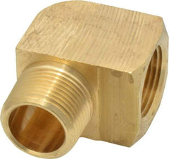 Parker - 3/4 Male Thread x 3/4 Female Thread, Brass Industrial Pipe 90° Street Elbow - MNPTF x FNPTF, 1,000 psi - Industrial Tool & Supply