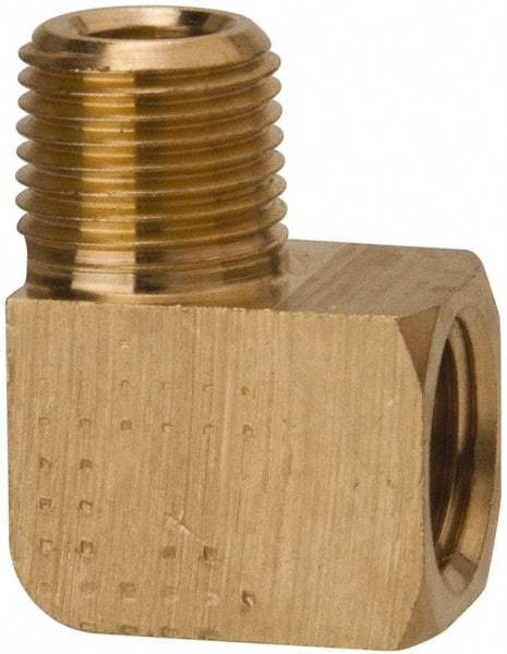 Parker - 1/8 Male Thread x 1/8 Female Thread, Brass Industrial Pipe 90° Street Elbow - MNPTF x FNPTF, 1,000 psi - Industrial Tool & Supply