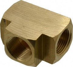Parker - 3/4 Female Thread, Brass Industrial Pipe Female Tee - FNPTF, 1,000 psi - Industrial Tool & Supply