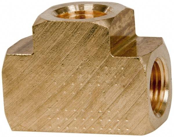 Parker - 1/8 Female Thread, Brass Industrial Pipe Female Tee - FNPTF, 1,000 psi - Industrial Tool & Supply