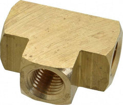 Parker - 1/4 Female Thread, Brass Industrial Pipe Female Tee - FNPTF, 1,000 psi - Industrial Tool & Supply
