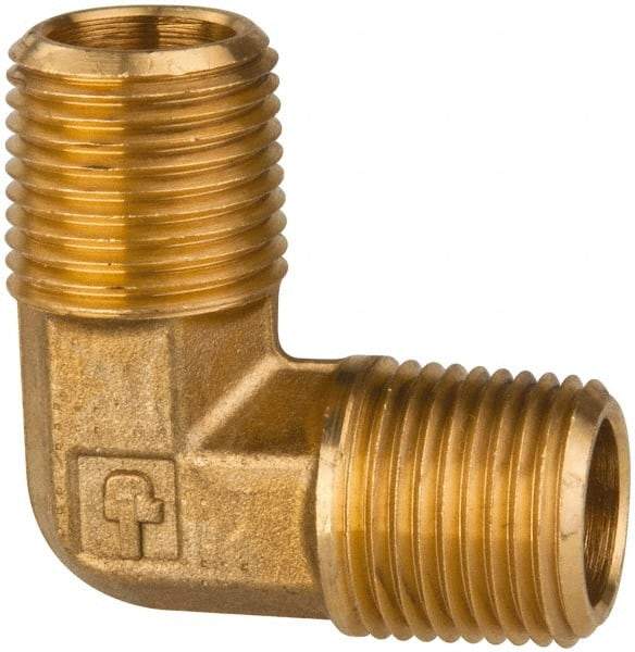 Parker - 1/2 Male Thread, Brass Industrial Pipe 90° Male Elbow - MNPTF, 1,000 psi - Industrial Tool & Supply