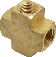 Parker - 1/2 Female Thread, Brass Industrial Pipe Female Cross - FNPTF, 1,000 psi - Industrial Tool & Supply