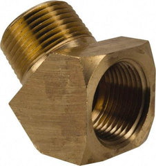 Parker - 3/4 Male Thread x 3/4 Female Thread, Brass Industrial Pipe 45° Street Elbow - MNPTF x FNPTF, 1,000 psi - Industrial Tool & Supply