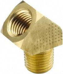 Parker - 1/4 Male Thread x 1/4 Female Thread, Brass Industrial Pipe 45° Street Elbow - MNPTF x FNPTF, 1,000 psi - Industrial Tool & Supply