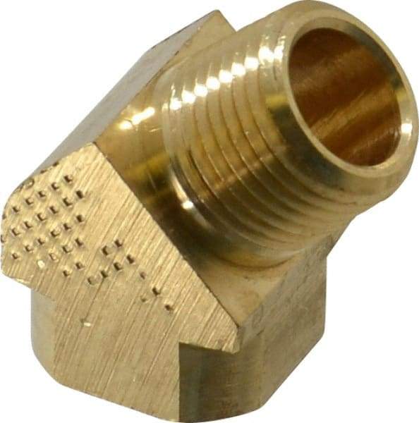 Parker - 3/8 Male Thread x 3/8 Female Thread, Brass Industrial Pipe 45° Street Elbow - MNPTF x FNPTF, 1,000 psi - Industrial Tool & Supply
