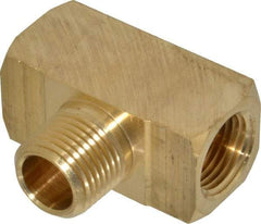 Parker - 1/2 Male Thread x 1/2 Female Thread, Brass Industrial Pipe Male Branch Tee - MNPTF x FNPTF, 1,000 psi - Industrial Tool & Supply
