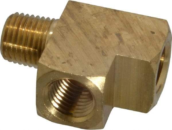 Parker - 1/4 Male Thread x 1/4 Female Thread, Brass Industrial Pipe Street Tee - MNPTF x FNPTF, 1,000 psi - Industrial Tool & Supply