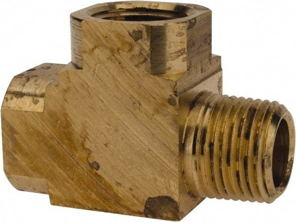 Parker - 3/8 Male Thread x 3/8 Female Thread, Brass Industrial Pipe Street Tee - MNPTF x FNPTF, 1,000 psi - Industrial Tool & Supply