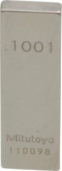 Mitutoyo - 0.1001" Rectangular Steel Gage Block - Accuracy Grade 0, Includes Certificate of Inspection - Industrial Tool & Supply