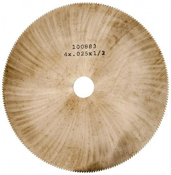 Made in USA - 4" Diam x 0.025" Blade Thickness, 1/2" Arbor Hole Diam, 220 Teeth, Solid Carbide Jeweler's Saw - Uncoated - Industrial Tool & Supply