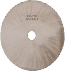 Made in USA - 4" Diam x 0.028" Blade Thickness, 1/2" Arbor Hole Diam, 220 Teeth, Solid Carbide Jeweler's Saw - Uncoated - Industrial Tool & Supply