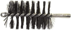 Schaefer Brush - 4-1/2" Brush Length, 3-3/4" Diam, Double Stem, Single Spiral Flue Brush - 7-1/2" Long, Tempered Steel Wire, 1/4" NPSM Male Connection - Industrial Tool & Supply
