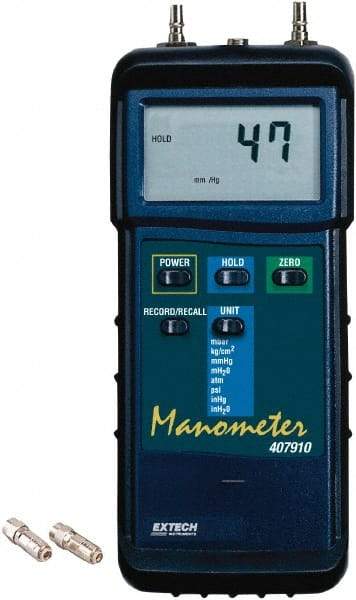 Extech - 29 Max psi, 2% Accuracy, Differential Pressure Manometer - Industrial Tool & Supply