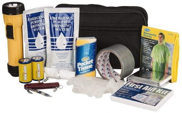 PRO-SAFE - Emergency Preparedness Kits Type: Emergency Response/Preparedness Kit Contents: 33 Piece First Aid Kit; Duct Tape; Drinking Water Packet; Dust Mask; Emergency Poncho; Flashlight; Gloves; Swiss Army Knife; Tissues - Industrial Tool & Supply