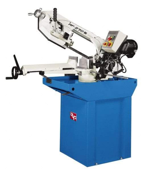 Enco - 9-3/8 x 6-1/4" Max Capacity, Manual Geared Head Horizontal Bandsaw - 138 & 276 SFPM Blade Speed, 220 Volts, 45 & 60°, 1.5 hp, 3 Phase - Industrial Tool & Supply