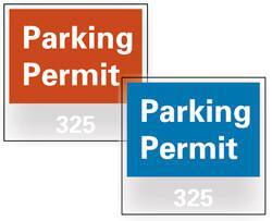 NMC - Parking Permit (101-200), 3 Inch Wide x 3 Inch High, Vinyl Traffic Sign - Blue, Square - Industrial Tool & Supply