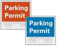 NMC - Parking Permit (401-500), 3 Inch Wide x 3 Inch High, Vinyl Traffic Sign - Blue, Square - Industrial Tool & Supply
