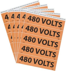 NMC - Electrical Markers Label - Legend: 480 Volts, English, Black & Orange, 9" Long x 2-1/4" High, Sign Muscle Finish - Industrial Tool & Supply