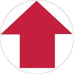 NMC - Anti-Skid Pressure-Sensitive Vinyl Floor Sign - Round, Red on White, Adhesive Backed, For Exit, Entrance & Directional - Industrial Tool & Supply