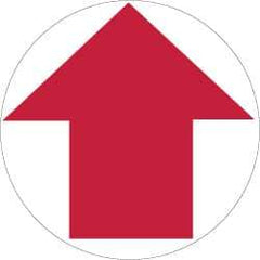 NMC - Anti-Skid Pressure-Sensitive Vinyl Floor Sign - Round, Red on White, Adhesive Backed, For Exit, Entrance & Directional - Industrial Tool & Supply