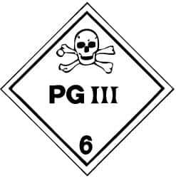 NMC - Safety & Facility Label - Legend: PG III, English, Black & White, 4" Long x 4" High, Sign Muscle Finish - Industrial Tool & Supply