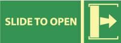 NMC - Slide to Open, Pressure Sensitive Vinyl Exit Sign - 14" Wide x 5" High, Glow-in-the-Dark - Industrial Tool & Supply