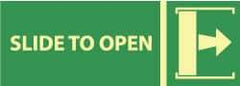 NMC - Slide to Open, Plastic Exit Sign - 14" Wide x 5" High, Glow-in-the-Dark - Industrial Tool & Supply