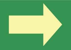 NMC - Right Arrow (Graphic), Plastic Exit Sign - 10" Wide x 7" High, Glow-in-the-Dark - Industrial Tool & Supply