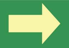 NMC - Right Arrow (Graphic), Plastic Exit Sign - 10" Wide x 7" High, Glow-in-the-Dark - Industrial Tool & Supply
