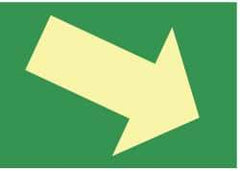 NMC - Right Down Arrow (Graphic), Pressure Sensitive Vinyl Exit Sign - 10" Wide x 7" High, Glow-in-the-Dark - Industrial Tool & Supply
