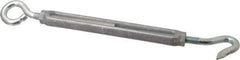 Made in USA - 144 (Eye) & 174 (Hook) Lb Load Limit, 3/8" Thread Diam, 2-7/8" Take Up, Aluminum Hook & Eye Turnbuckle - 6-7/8" Body Length, 1/4" Neck Length, 11-3/8" Closed Length - Industrial Tool & Supply