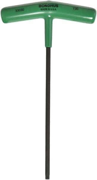 Bondhus - T30 Standard Torx Key - T-Handle Cushion Grip, Protanium High Torque Steel - Industrial Tool & Supply