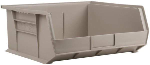 Akro-Mils - 75 Lb. Load Capacity, 14-3/4" Deep, Gray Polymer Hopper Stacking Bin - 7" High x 16-1/2" Wide x 14-3/4" Long - Industrial Tool & Supply