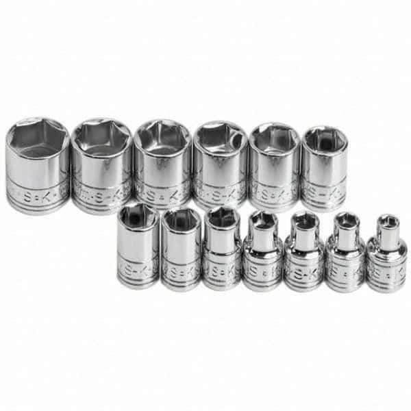 SK - 1/4" Drive Standard Socket Set - 4 to 15mm, Metric Measurement Standard - Industrial Tool & Supply