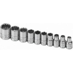 SK - 1/4" Drive Standard Socket Set - 3/16 to 9/16", Inch Measurement Standard - Industrial Tool & Supply