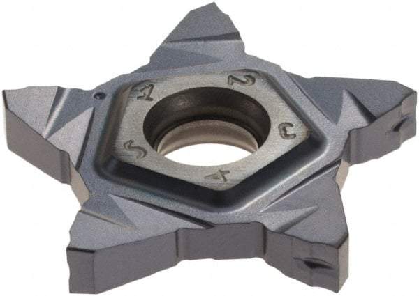 Iscar - PENTA24N315 IC908 Grade, 0.124" Cutting Width, Carbide Cutoff Insert - Neutral Lead Angle, 0.0059" Cnr Rad, TiAlN Coated - Industrial Tool & Supply